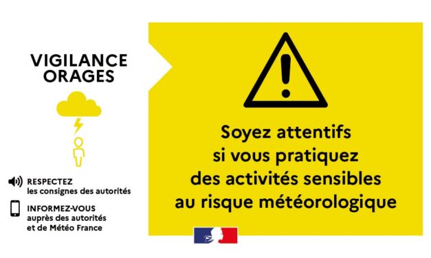 VIGILANCE MÉTÉOROLOGIQUE – JAUNE ORAGES 🟡🌩️